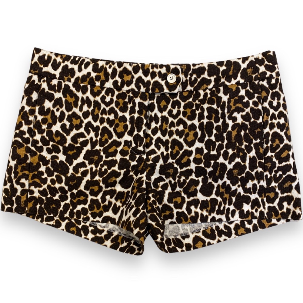 J. Crew Leopard-Print Bike Shorts in Brown, Black, White
